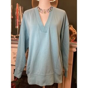 Champion V-Neck Sweatshirt Women Small Mint Green Excellent Oversized Pullover